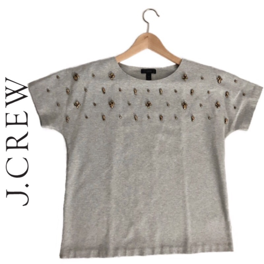 NWOT | J. Crew Jeweled Top | Short Sleeve | Size M